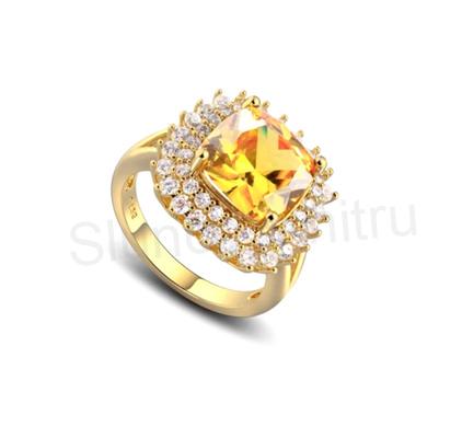 Pozlacený prsten s Citrínem a zirkony (BE169)