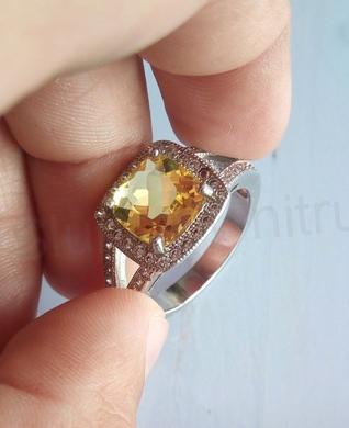 Postříbřený prsten s Citrínem a zirkony (BE170)