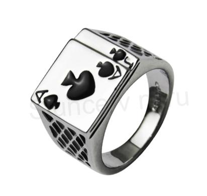 Postříbřený pánský prsten se vzorem karet (BP76)