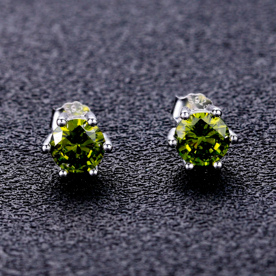 Postříbřený puzetové naušnice Olivínové (BE173)