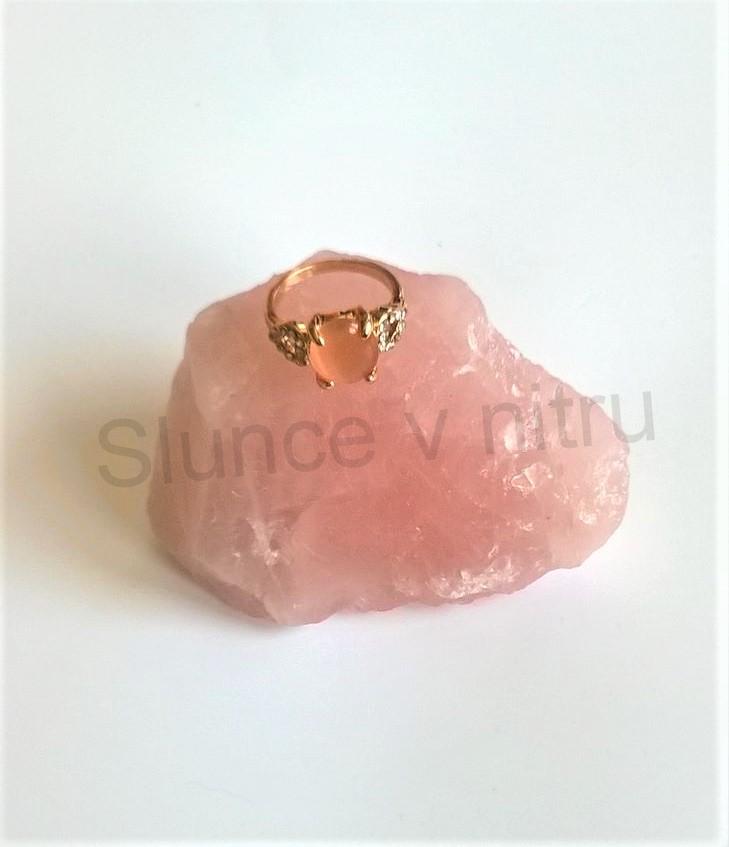 Prsten s polodrahokamenem Kočičí oko a zirkony (BP84)