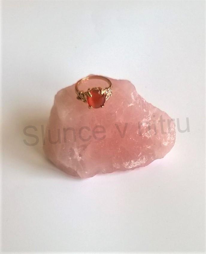 Prsten s polodrahokamenem Kočičí oko a zirkony (BP85)