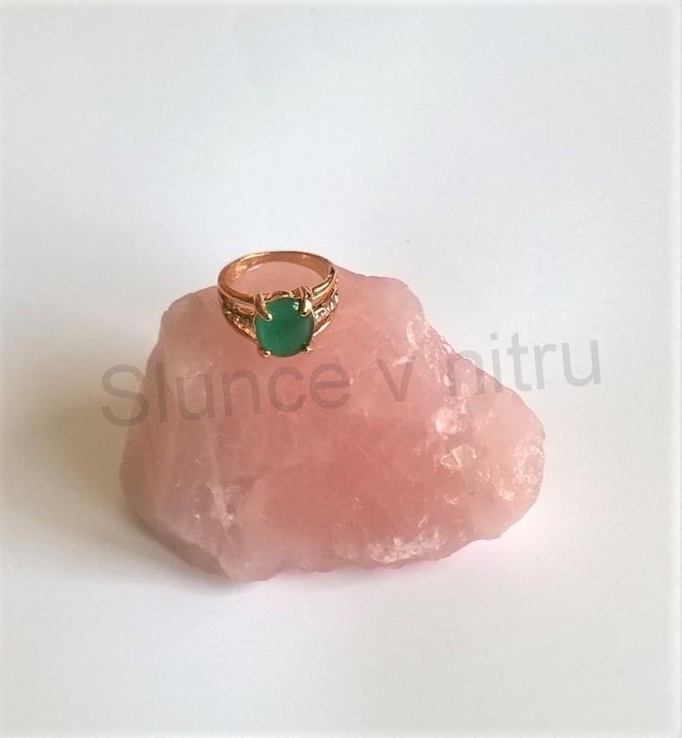 Prsten s polodrahokamenem Kočičí oko a zirkony (BP86)