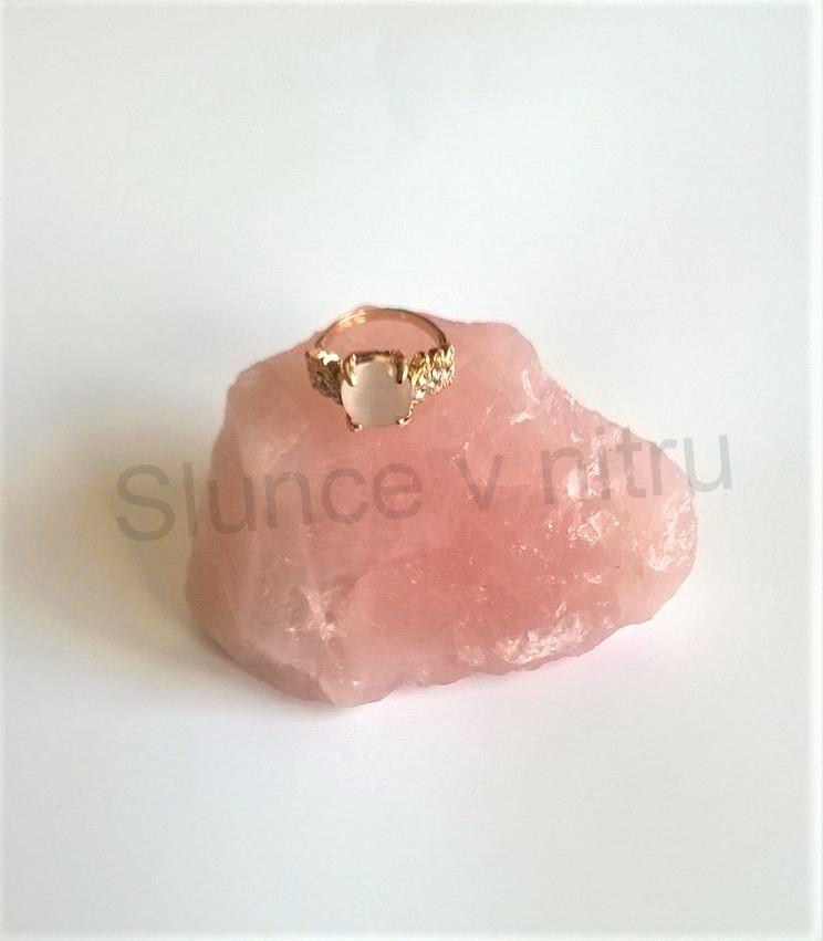 Prsten s polodrahokamenem Kočičí oko a zirkony (BP87)