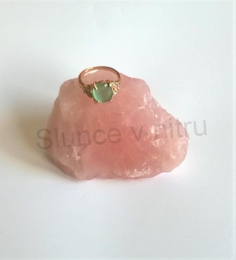 Prsten s polodrahokamenem Kočičí oko a zirkony (BP89)