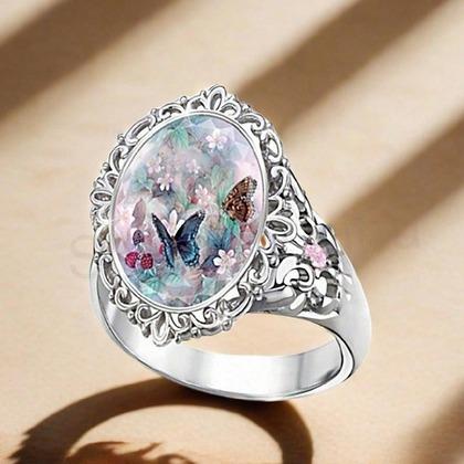 Postříbřený prsten motýl velikost 59 (BP286)