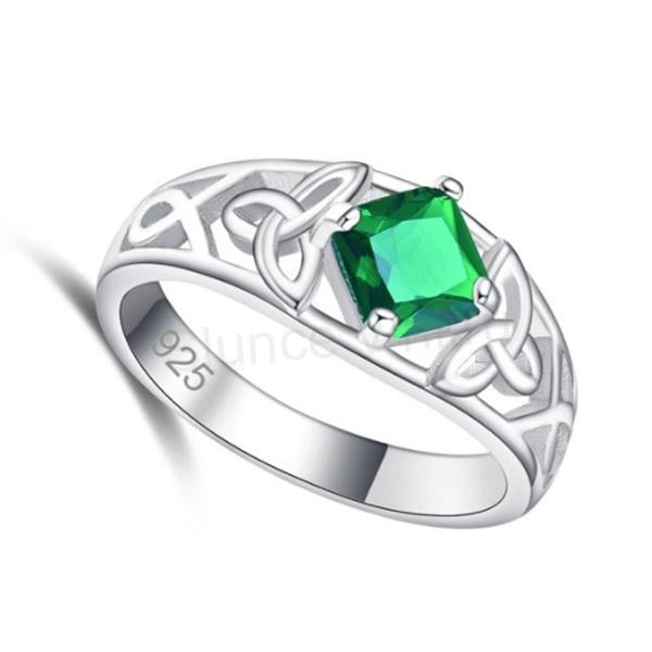 Postříbřený prsten triquetra se zirkonem (BE178)