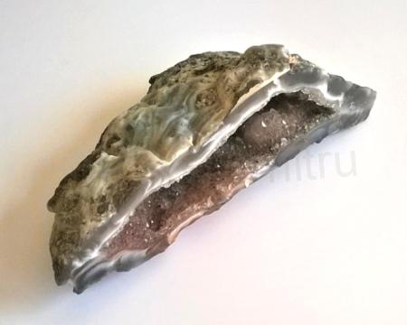 Achát peříčkový - geoda 99 g (Brazílie) (X510)