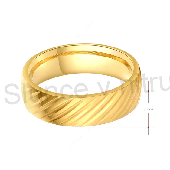 Prsten z chirurgické oceli s rýhováním 6 mm (BP301)