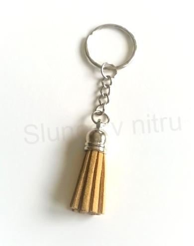 Přívěsek na klíče - kožený střapec (D347)