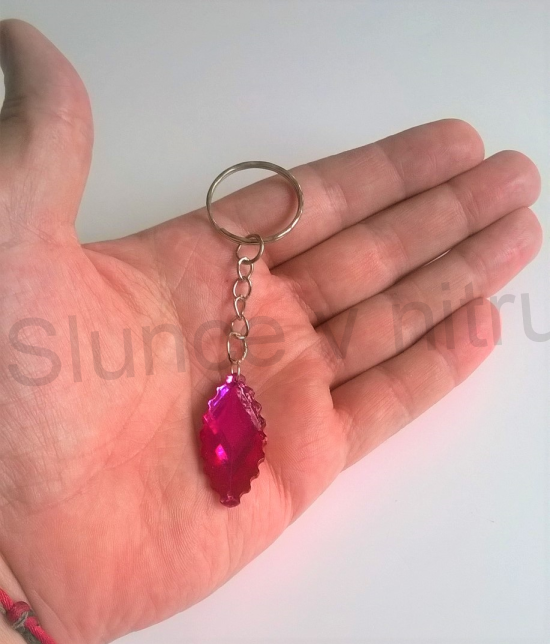 Přívěsek na klíče - třpitivé pokovéné sklíčko - růžové (D350)