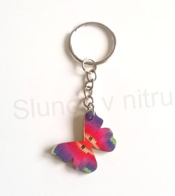 Přívěsek na klíče - dřevěný motýlek  (D361)