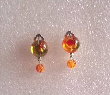 Náušnice klipsy s imitací jantaru 18 x 12 mm (X513)