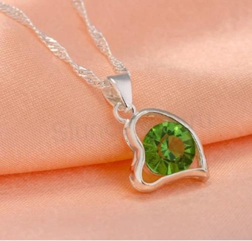 Postříbřená souprava se zirkonem srdce (BE182)