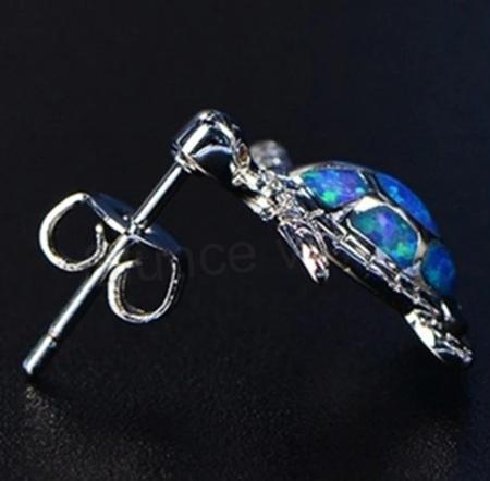 Puzetové náušnice želva s opálem zelené (BB472)