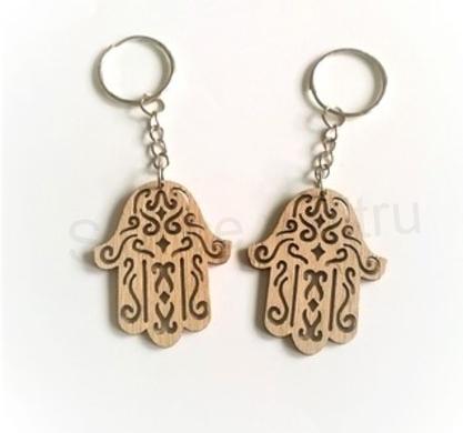 Přívěsek na klíče - dřevěná Ruka Fatimy, hamsa  (D387)