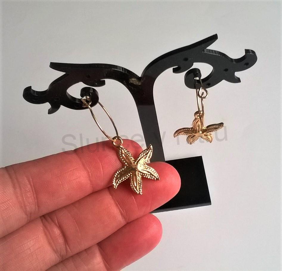 Kruhové náušnice mořské plody z chirurgické oceli (BB491)