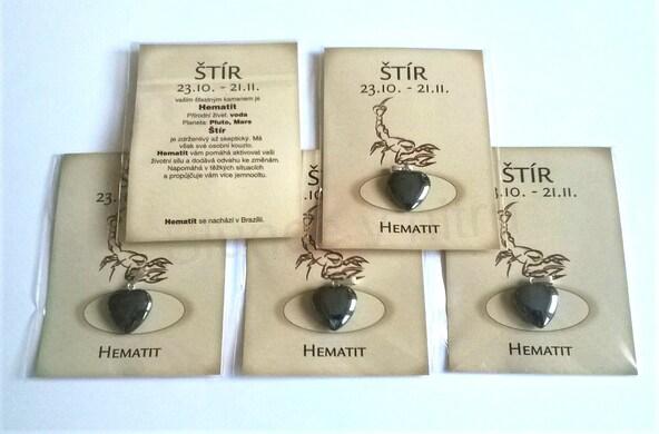 Minerální přívěsek hematit - znamení ŠTÍR (X522)