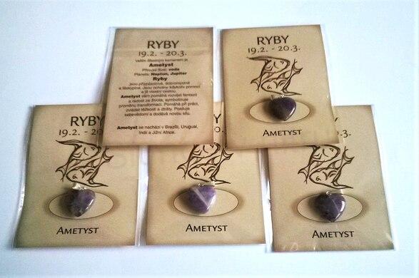 Minerální přívěsek Ametyst - znamení RYBY (X527)