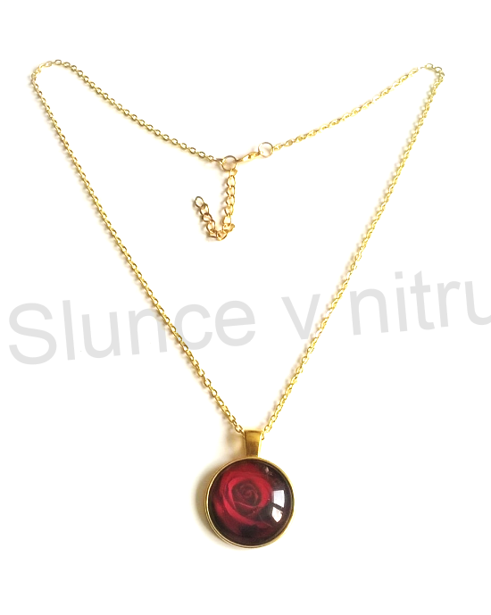 Náhrdelník s přívěškem růže pozlaceno (BD375) 