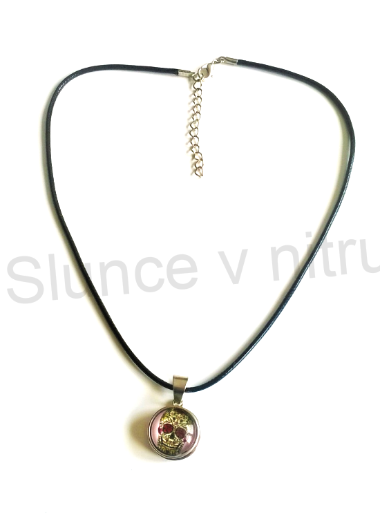 Náhrdelník s přívěškem  lebka s růžemi (BD378) 