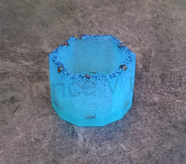 Orgonitová vázička s květem života a tygřím okem 4,9x3,5 cm (PP61)