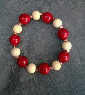 Minerální náramek se dřevem a tyrkenitem (X563)