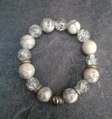 Minerální náramek s Křišťálem a tyrkenitem (X565)