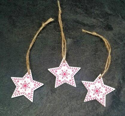 Dřevěná vánoční  hvězdička - bílá (H186)