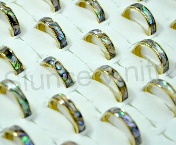 Prsten z chirurgické oceli mušle Paua (BP331)