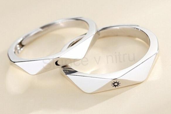 Nastavitelné snubní prsteny Slunce a Měsíc broušené (BE205)