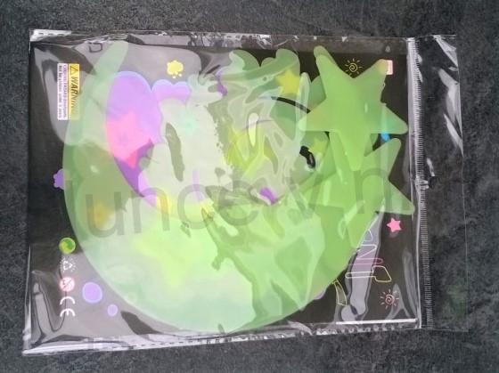 Samolepka měsíc a hvězdy sviticí ve tmě 8 ks (E397)