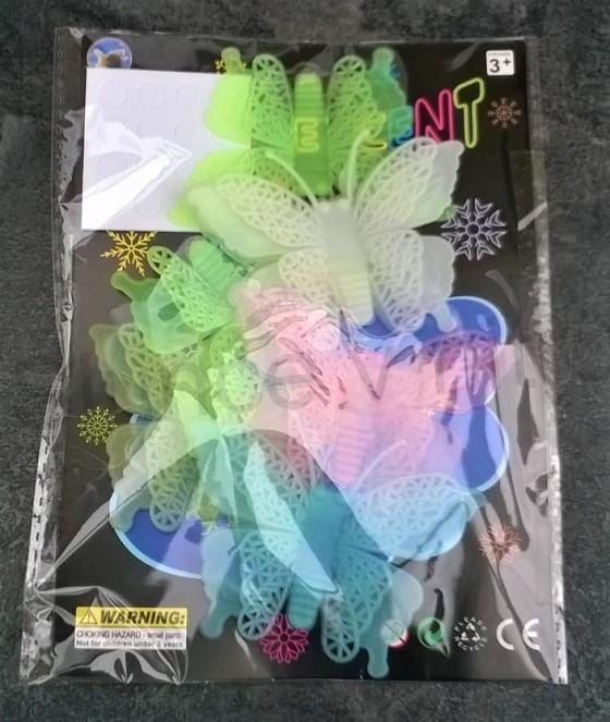 Samolepka motýl sviticí ve tmě 6 ks (E399)