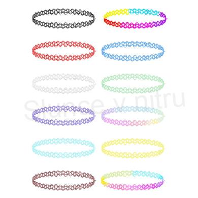 Choker náhrdelník Tattoo – klasický duhový, 3 (BD411)