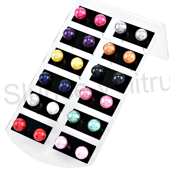 Puzetové náušnice z chirurgické oceli krémové 5,7 x 16,4 mm (BB445)