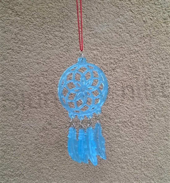 Orgonitový snář- lapač snů 13,5x6,2 cm  modrý (PP101)