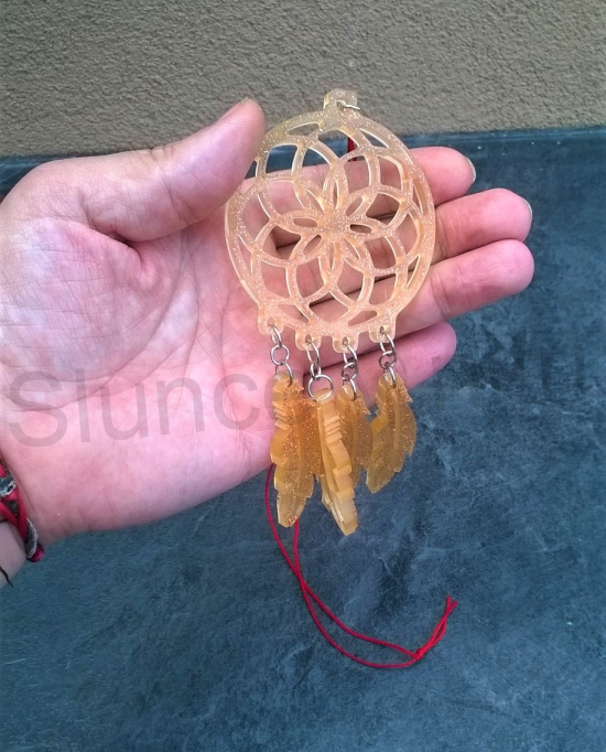 Orgonitový snář- lapač snů 13,5x6,2 cm  oranžový (PP102)