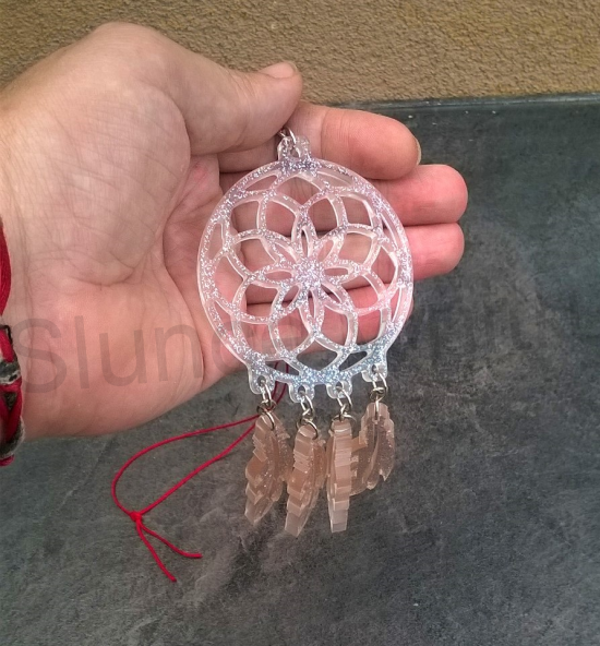 Orgonitový snář- lapač snů 13,5x6,2 cm  modro- oranžový (PP103)