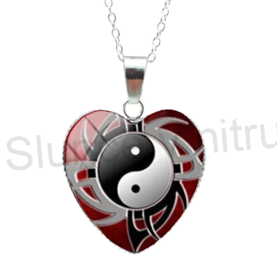 Náhrdelník s přívěškem Jin a jang v srdci (BD418)