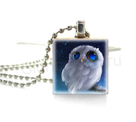 Náhrdelník s přívěškem Sovy ve dřevě (BD425)