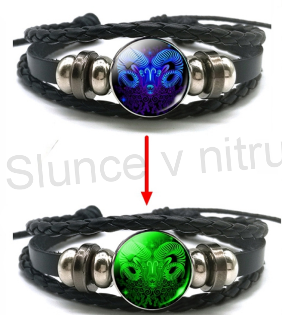 Kožený náramek nastavitelný znamení sviticí luminus vodnář (BC490)