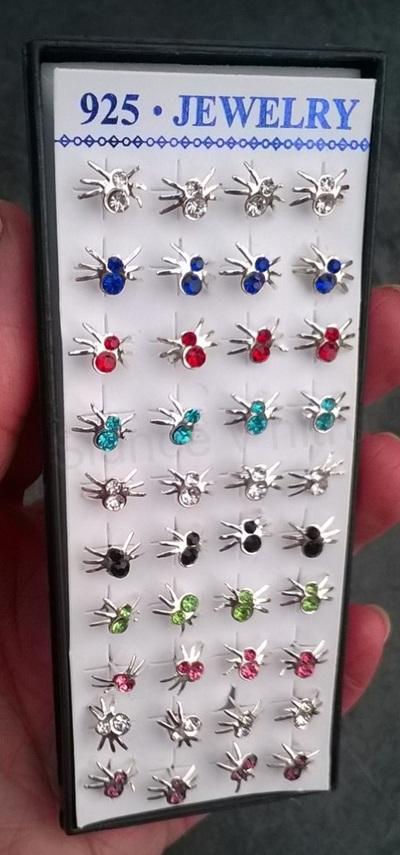 Postříbřené náušnice pavouček, pavouk se zirkonem černé č.5 (BE209)