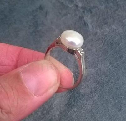 Minerální prsten s perlou (X581)