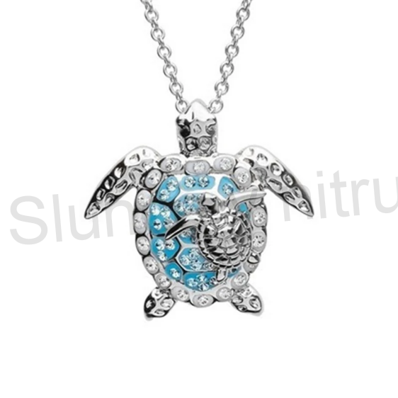 Náhrdelník s přívěškem želvy s kamínky platinová (BD429)