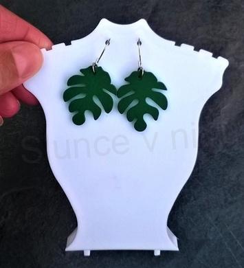 Dřevěné náušnice lístek z chirurgické oceli hnědé  (BB519)