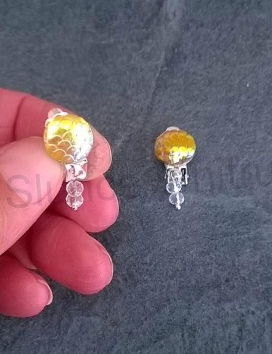 Náušnice klipsy s dračím vzorem měnicí a swarovski korálky 1,2 x 3 cm (BB520)