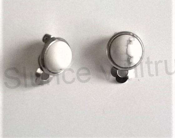 Minerální náušnice klipsy s magnezitem 16,5 x 11,1 mm (X610)