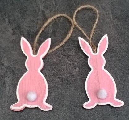 Dřevěný zajíček barevný, výřezy (V33)