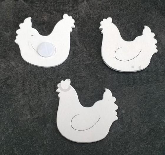 Nalepovací dřevěná slepička barevná, výřezy (V34)