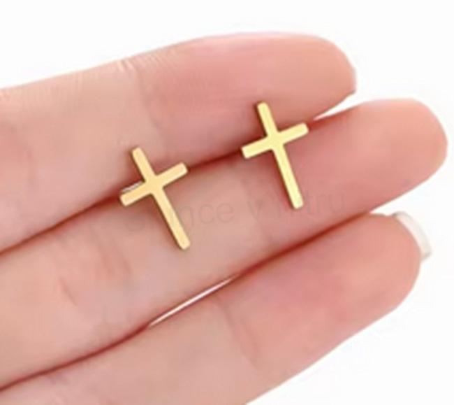 Puzetové náušnice křížky z chirurgické oceli (BB577)
